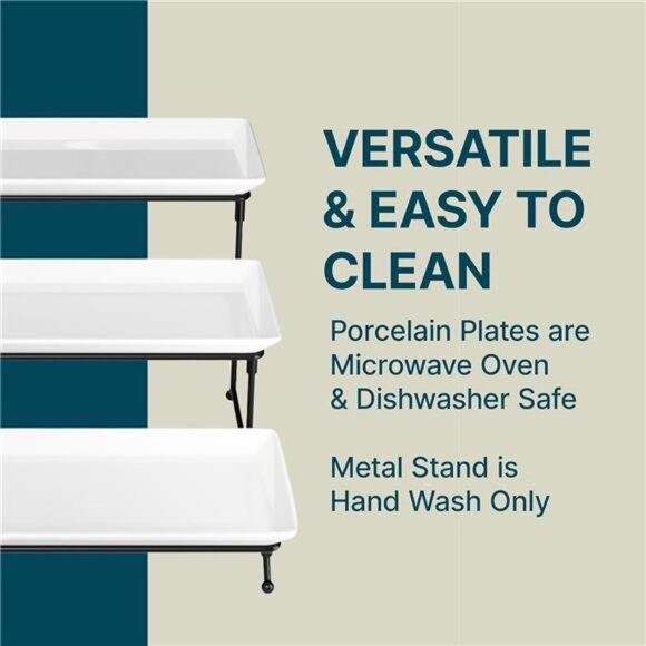 Gracious Dining 3-Tier Serving Display Stand, Rectangular White - Picture 7 of 8